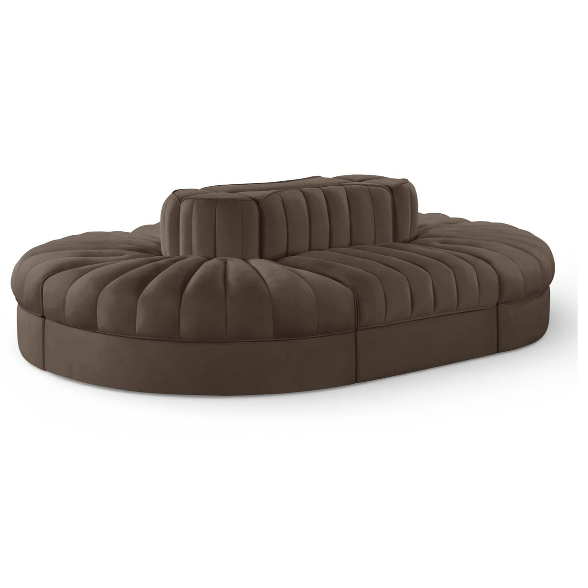 Rummi Brown Velvet Performance Fabric Upholstered 6pc. Modular Sectional in brown velvet, primary product view