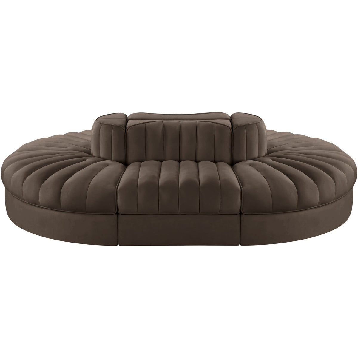 Rummi Brown Velvet Performance Fabric Upholstered 6 Piece Modular Sectional Sofa