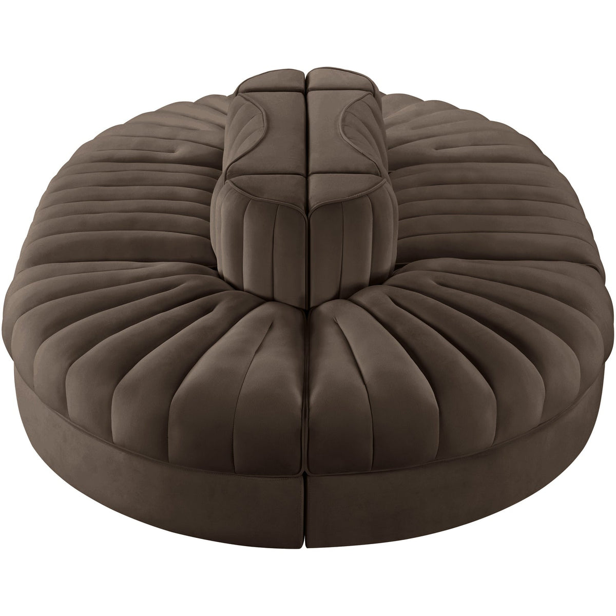 Rummi Brown Velvet Performance Fabric Upholstered 6 Piece Modular Sectional Sofa