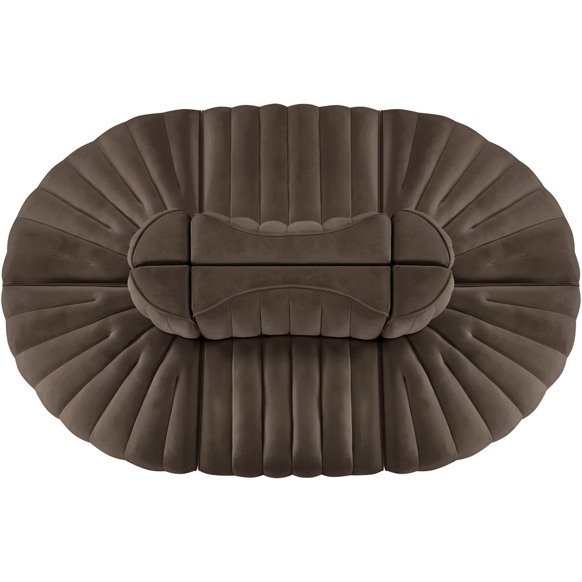 Rummi Brown Velvet Performance Fabric Upholstered 6 Piece Modular Sectional Sofa