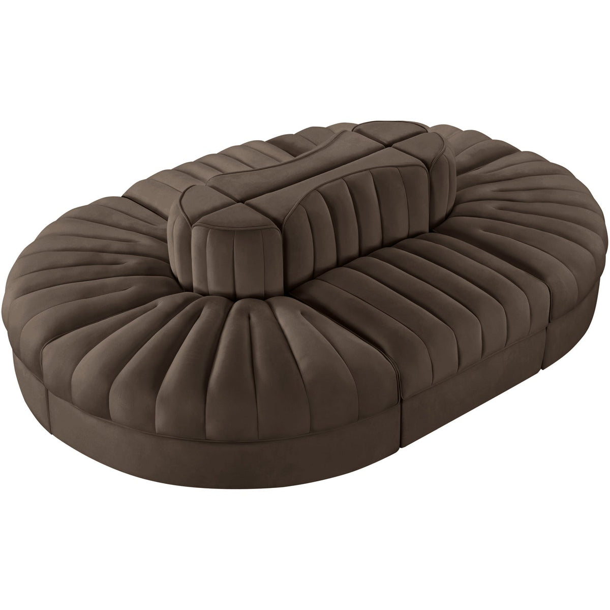 Rummi Brown Velvet Performance Fabric Upholstered 6 Piece Modular Sectional Sofa