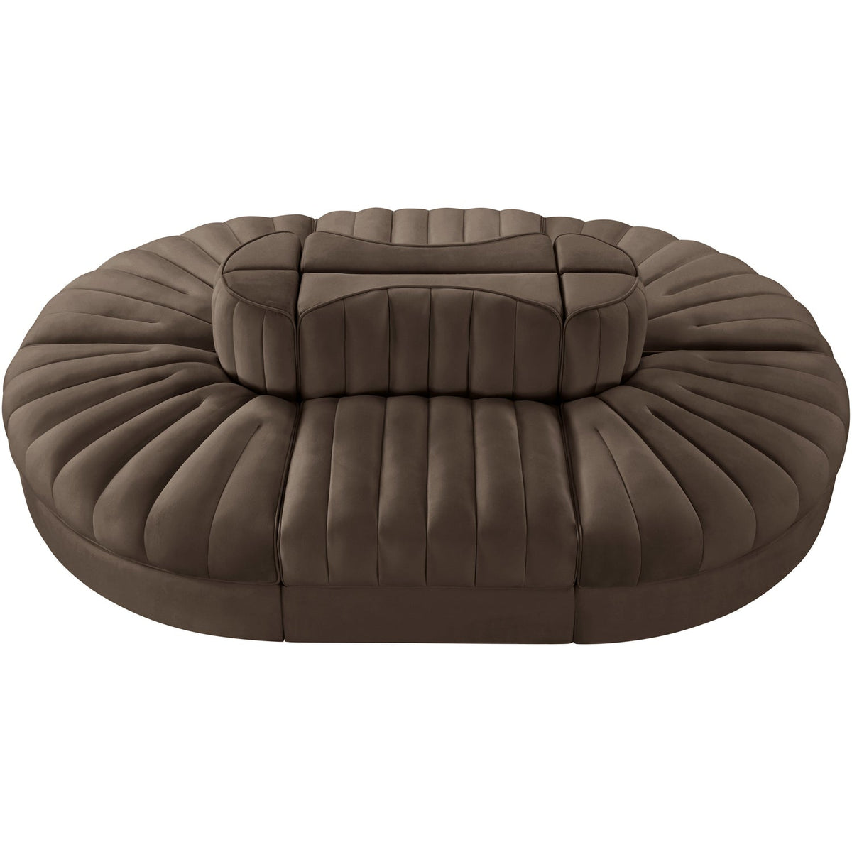 Rummi Brown Velvet Performance Fabric Upholstered 6 Piece Modular Sectional Sofa