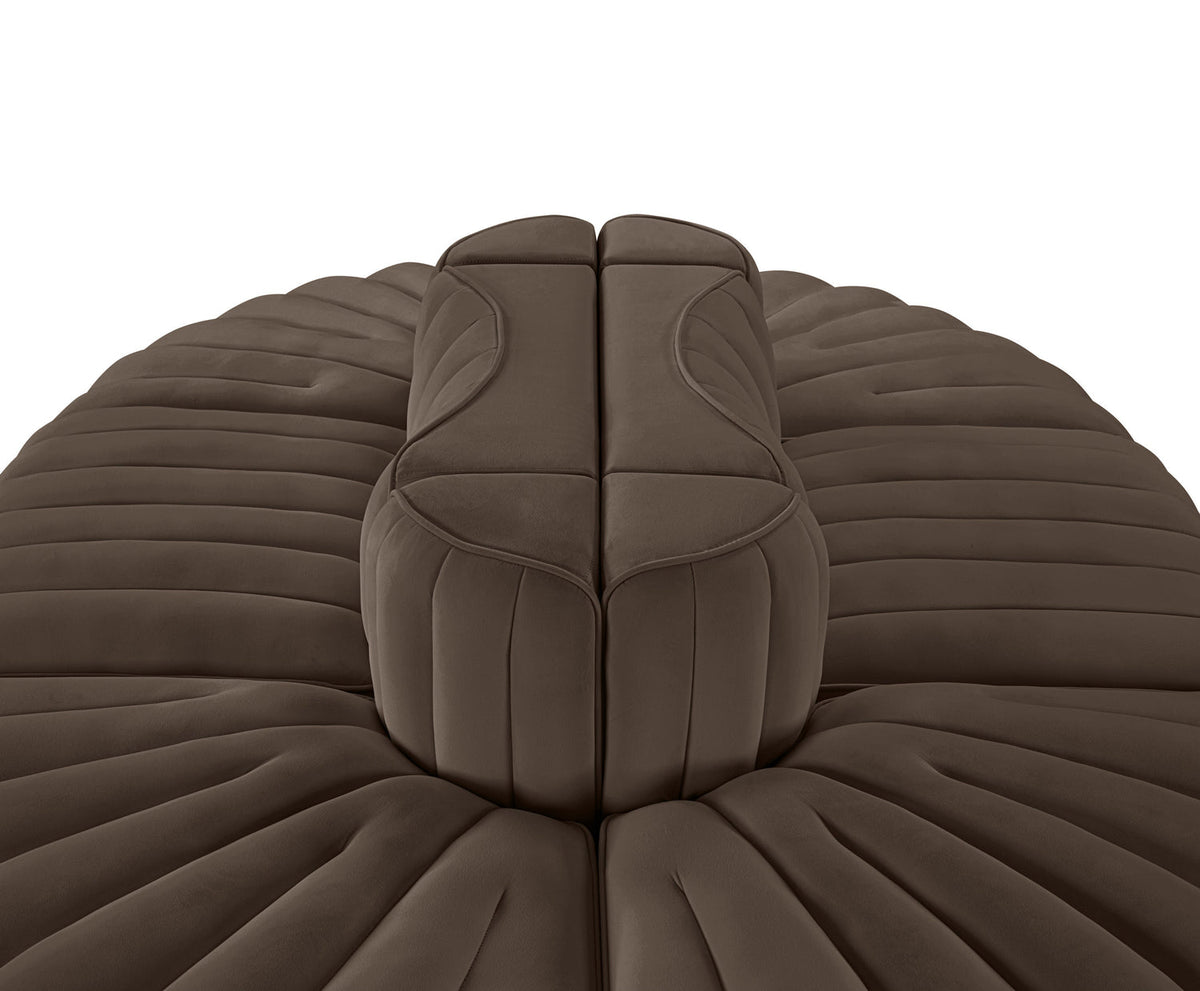 Rummi Brown Velvet Performance Fabric Upholstered 6 Piece Modular Sectional Sofa
