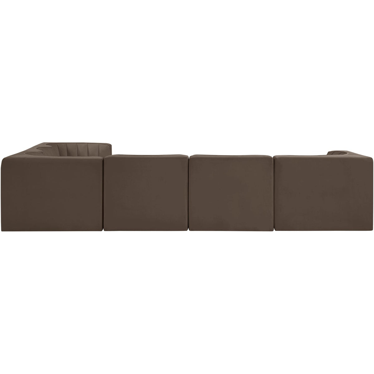 Rummi Brown Velvet Performance Fabric Upholstered 6 Piece Modular Sectional Sofa