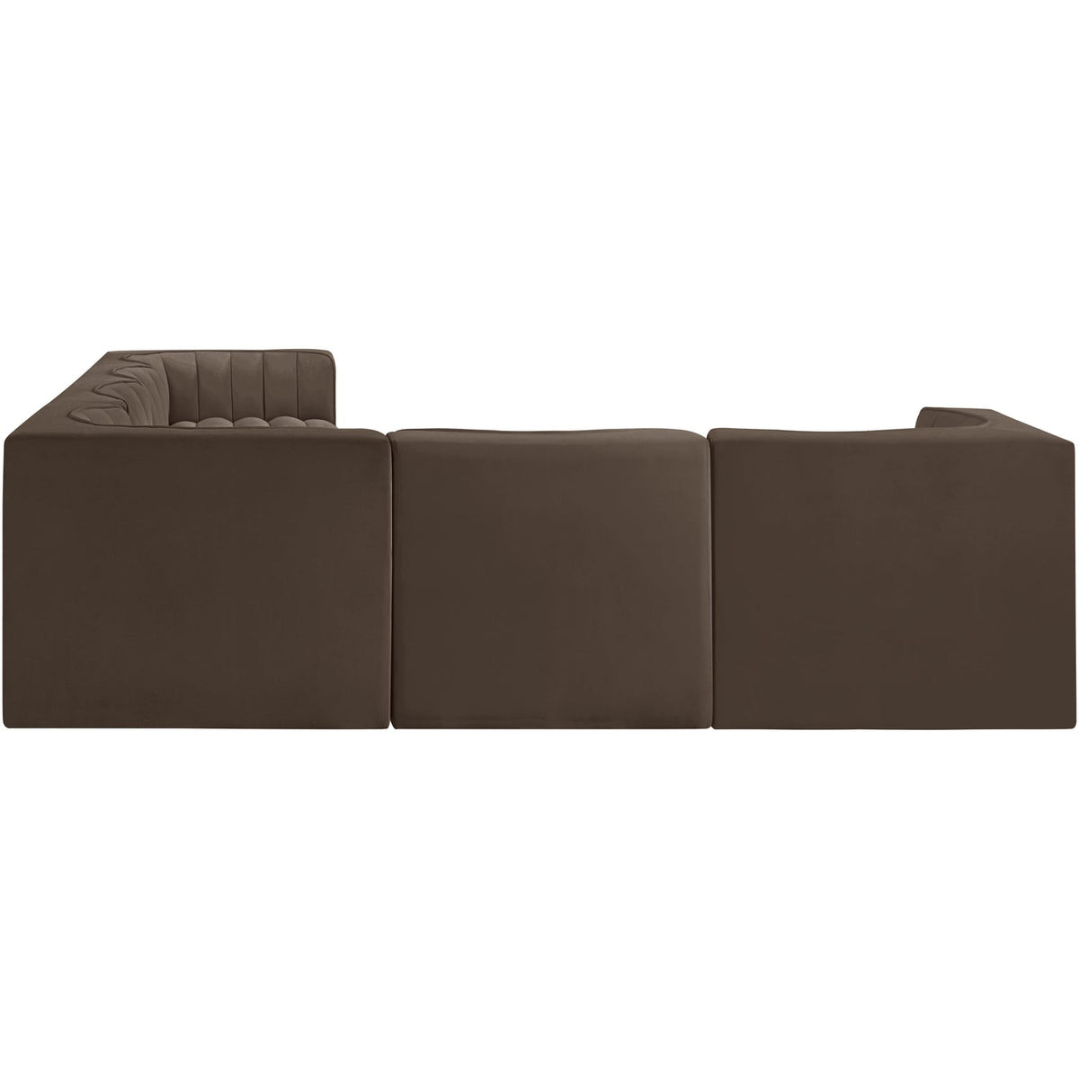 Rummi Brown Velvet Performance Fabric Upholstered 6 Piece Modular Sectional Sofa