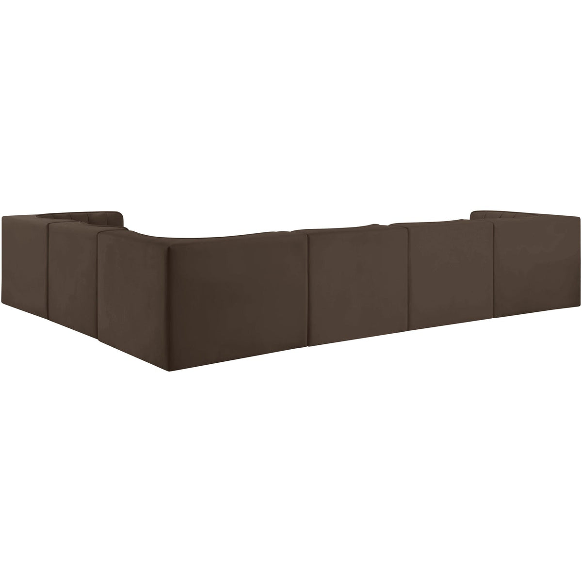 Rummi Brown Velvet Performance Fabric Upholstered 6 Piece Modular Sectional Sofa