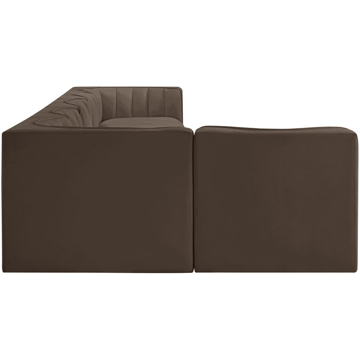 Rummi Brown Velvet Performance Fabric Upholstered 6 Piece Modular Sectional Sofa