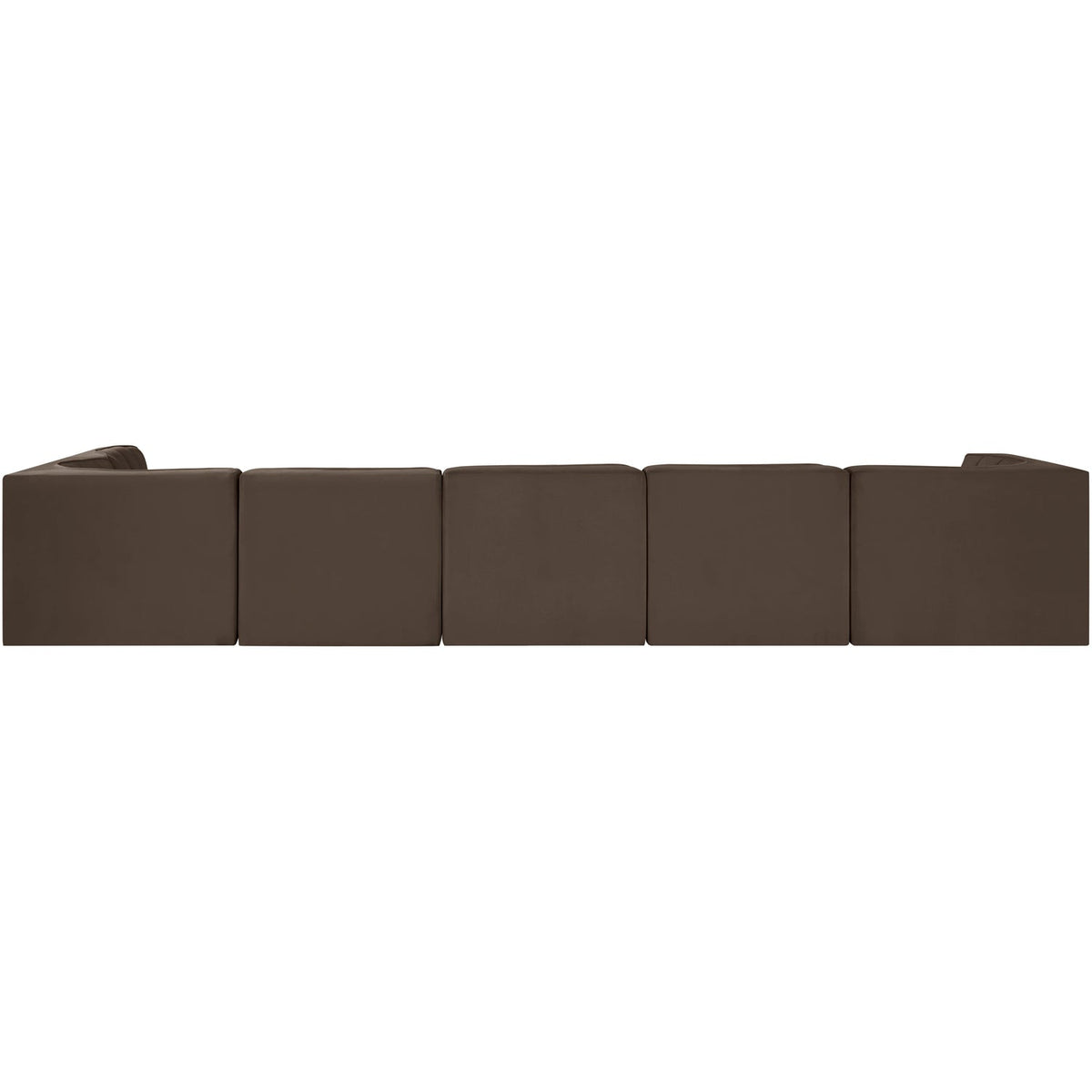 Rummi Brown Velvet Performance Fabric Upholstered 6 Piece Modular Sectional Sofa