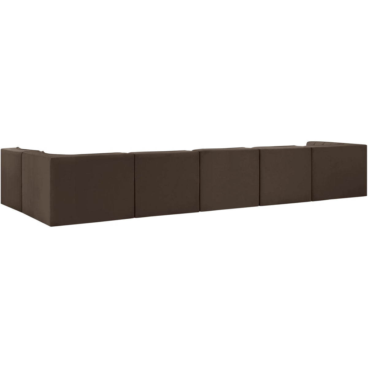 Rummi Brown Velvet Performance Fabric Upholstered 6 Piece Modular Sectional Sofa