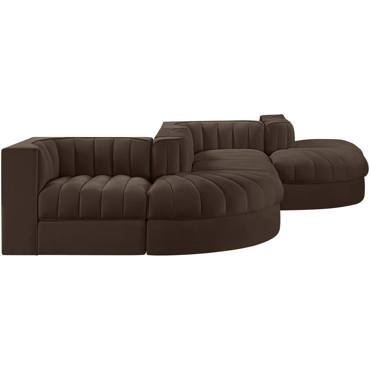 Rummi Brown Velvet Performance Fabric Upholstered 6 Piece Modular Sectional Sofa