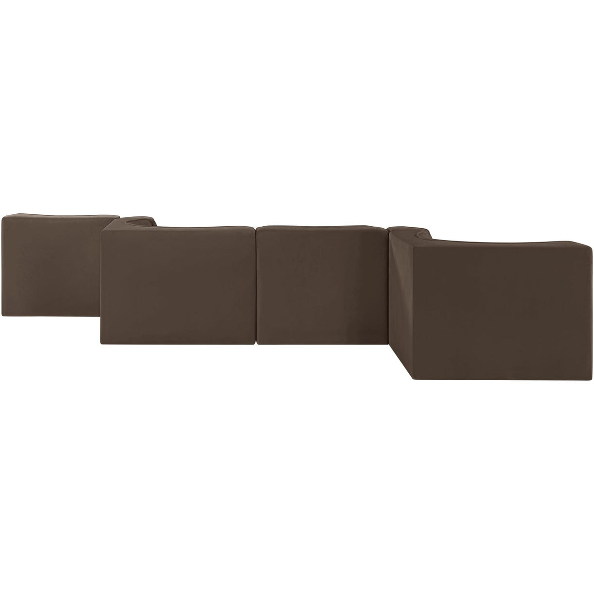 Rummi Brown Velvet Performance Fabric Upholstered 6 Piece Modular Sectional Sofa