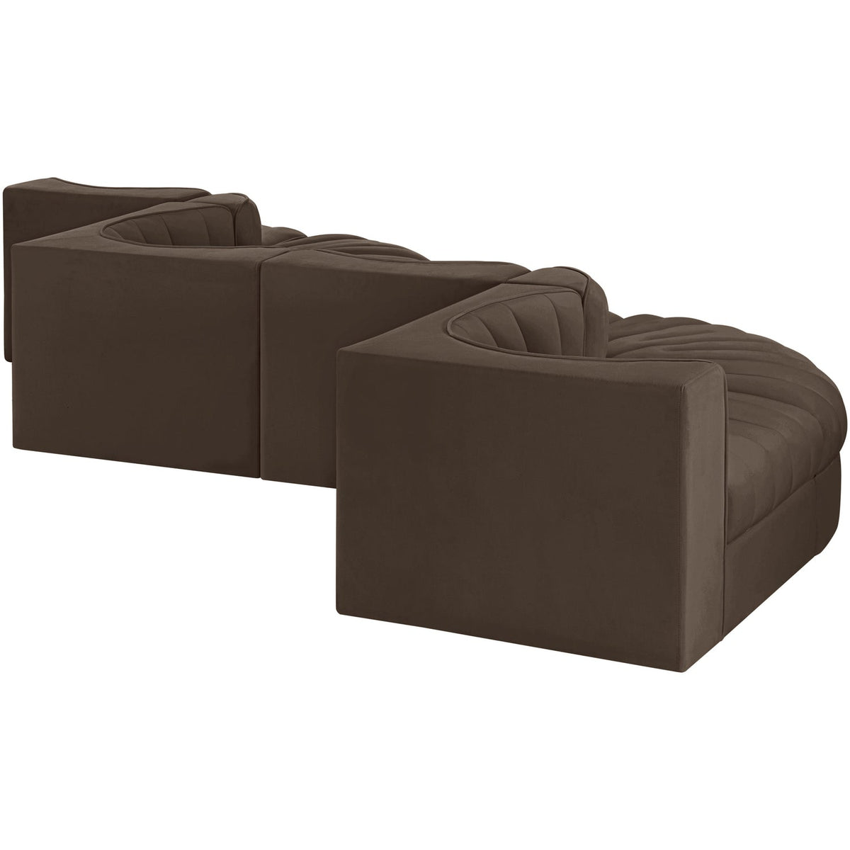 Rummi Brown Velvet Performance Fabric Upholstered 6 Piece Modular Sectional Sofa