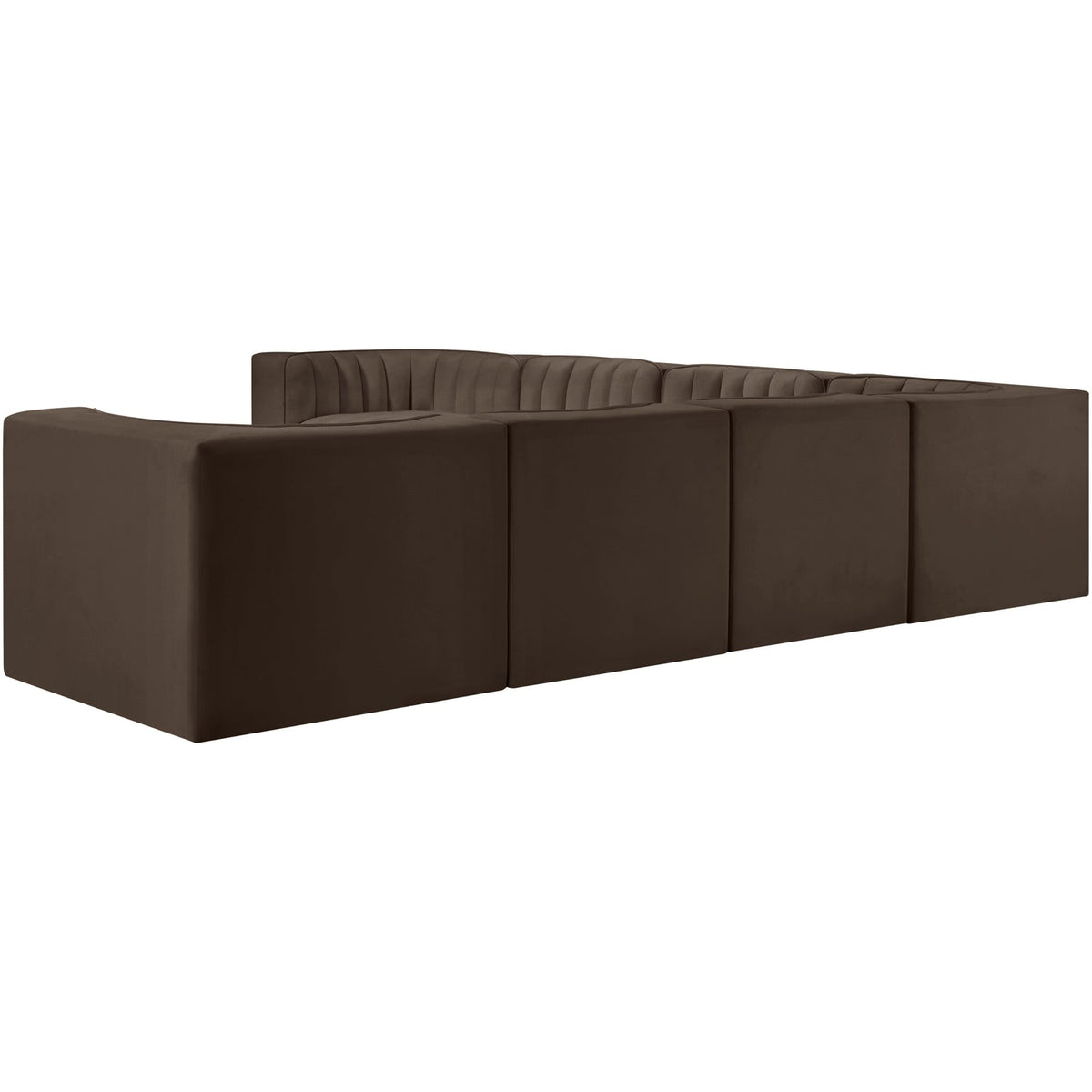 Rummi Brown Velvet Performance Fabric Upholstered 7 Piece Modular Sectional Sofa
