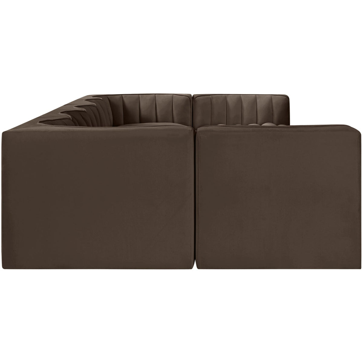 Rummi Brown Velvet Performance Fabric Upholstered 7 Piece Modular Sectional Sofa