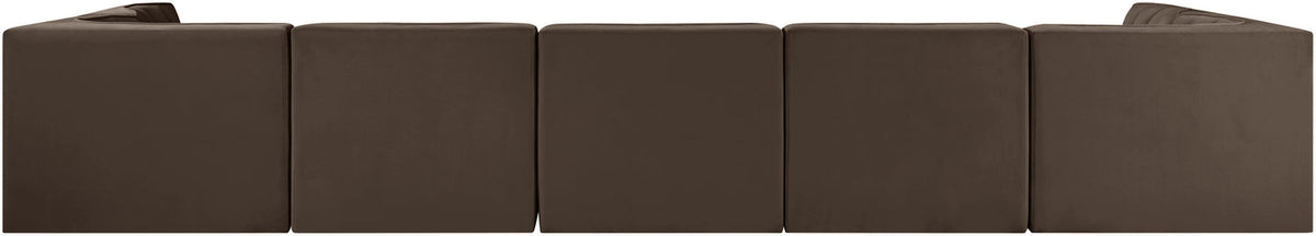 Rummi Brown Velvet Performance Fabric Upholstered 7 Piece Modular Sectional Sofa