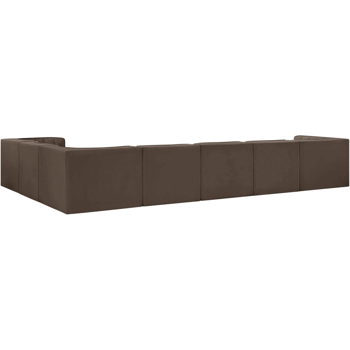 Rummi Brown Velvet Performance Fabric Upholstered 7 Piece Modular Sectional Sofa
