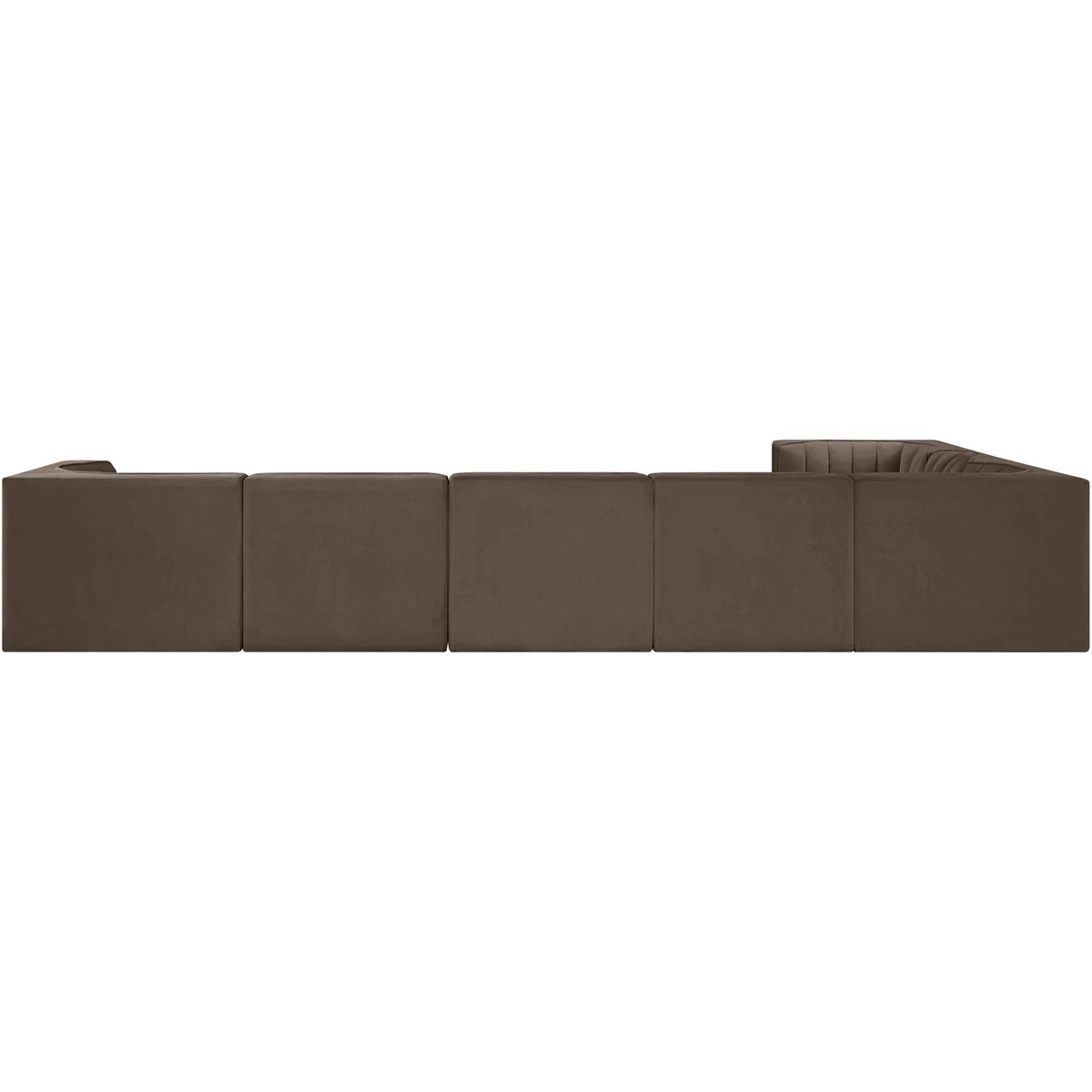 Rummi Brown Velvet Performance Fabric Upholstered 7 Piece Modular Sectional Sofa