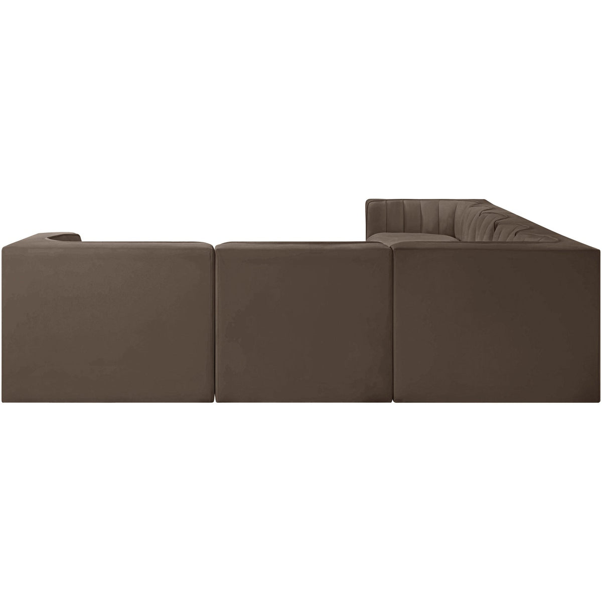 Rummi Brown Velvet Performance Fabric Upholstered 7 Piece Modular Sectional Sofa