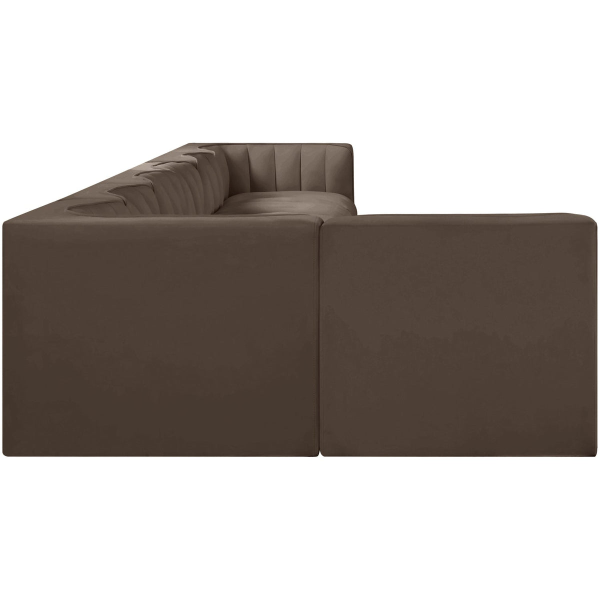 Rummi Brown Velvet Performance Fabric Upholstered 7 Piece Modular Sectional Sofa