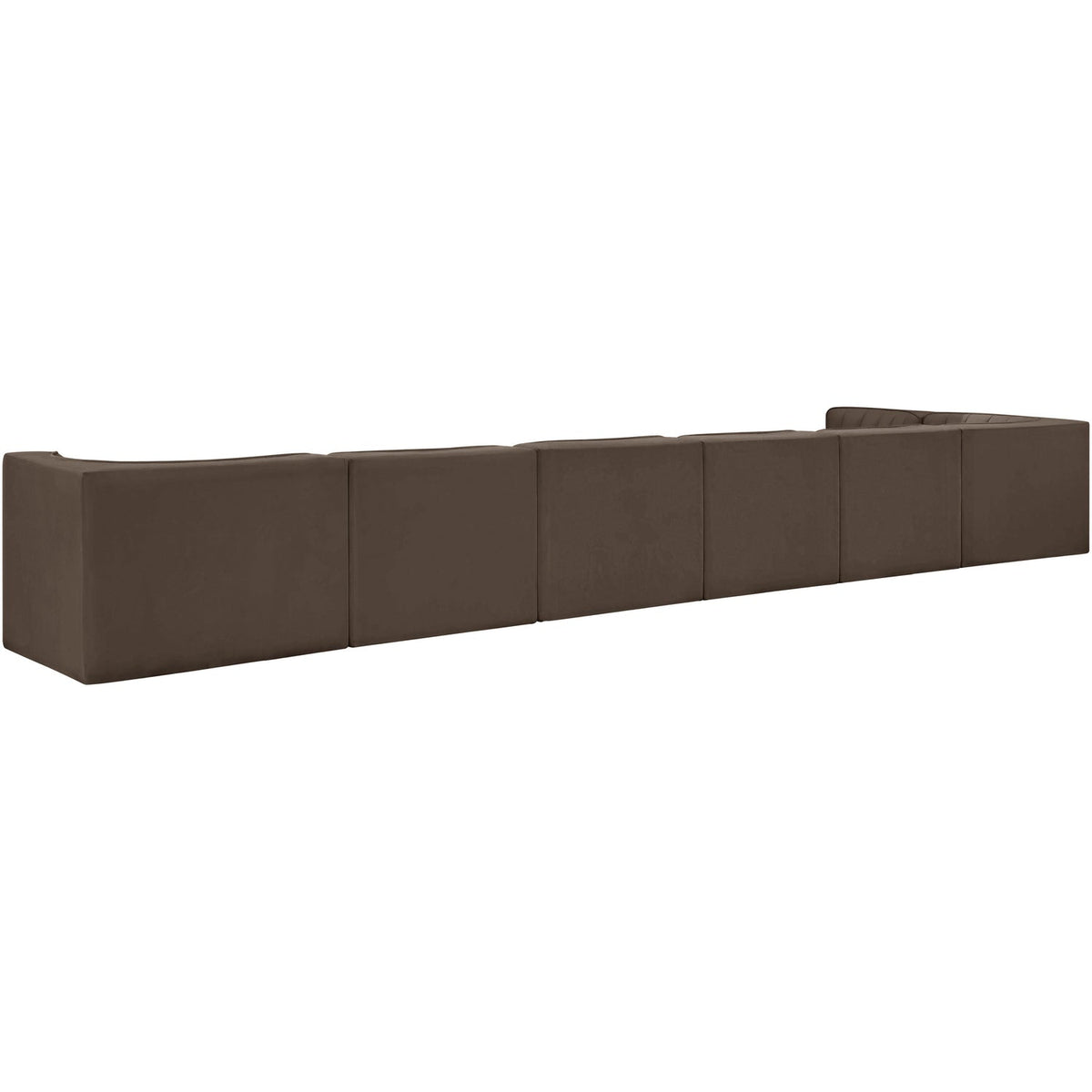 Rummi Brown Velvet Performance Fabric Upholstered 7 Piece Modular Sectional Sofa