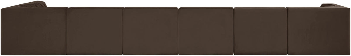 Rummi Brown Velvet Performance Fabric Upholstered 7 Piece Modular Sectional Sofa