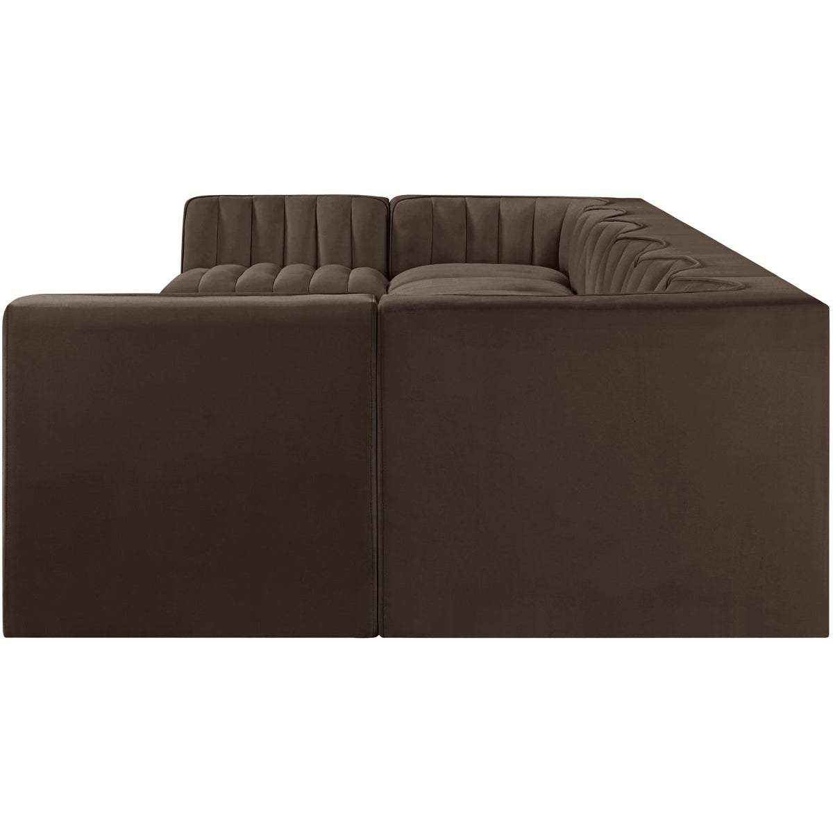 Rummi Brown Velvet Performance Fabric Upholstered 8 Piece Modular Sectional Sofa