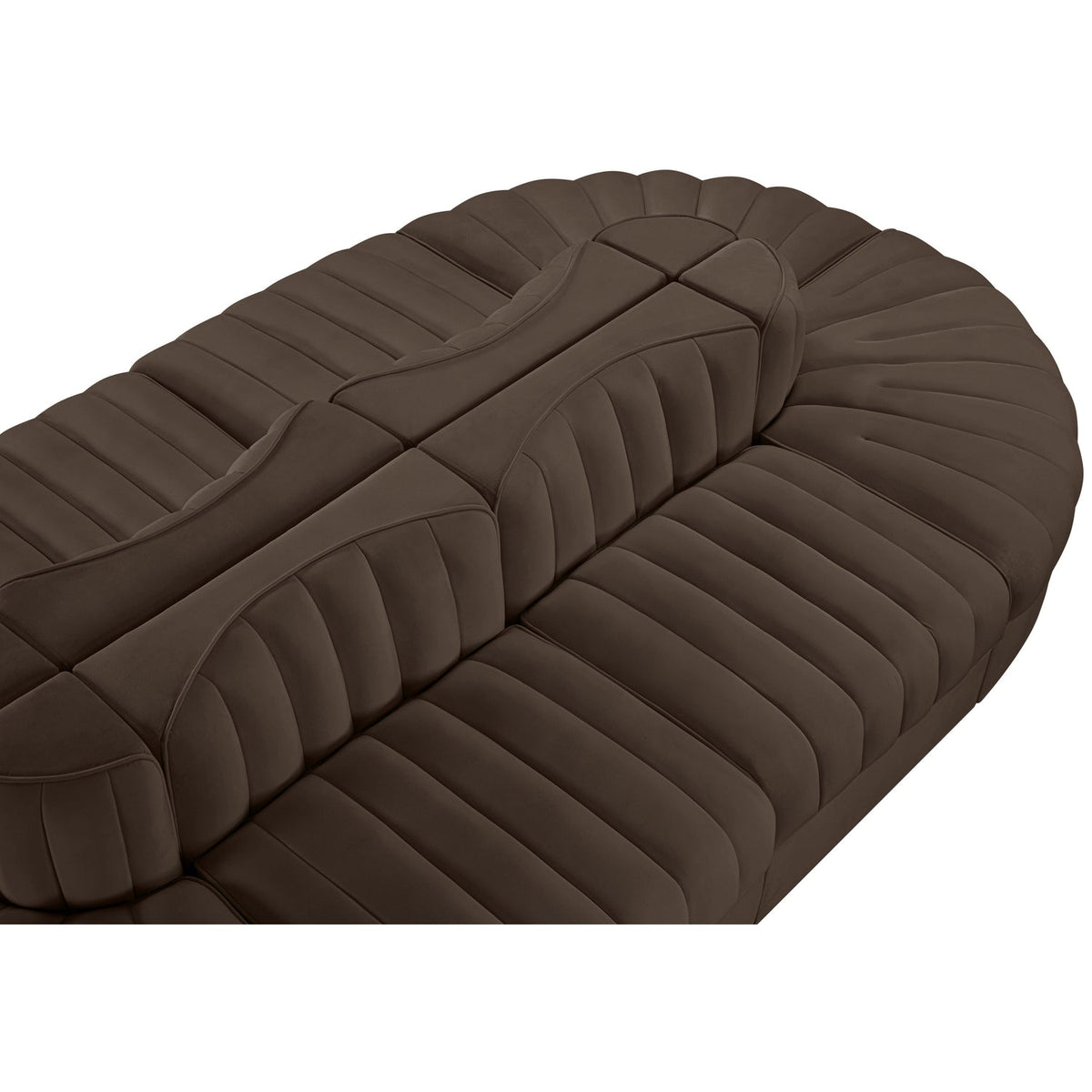 Rummi Brown Velvet Performance Fabric Upholstered 8 Piece Modular Sectional Sofa