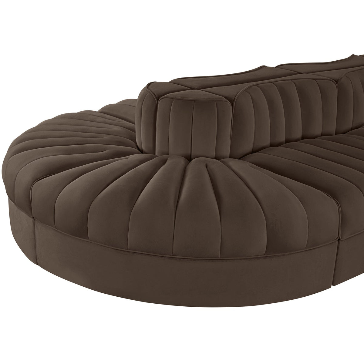 Rummi Brown Velvet Performance Fabric Upholstered 8 Piece Modular Sectional Sofa