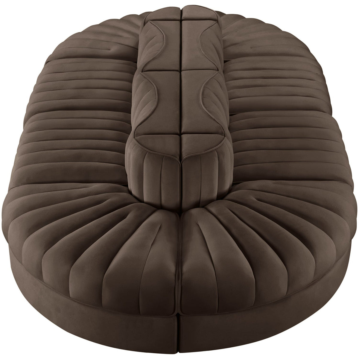 Rummi Brown Velvet Performance Fabric Upholstered 8 Piece Modular Sectional Sofa