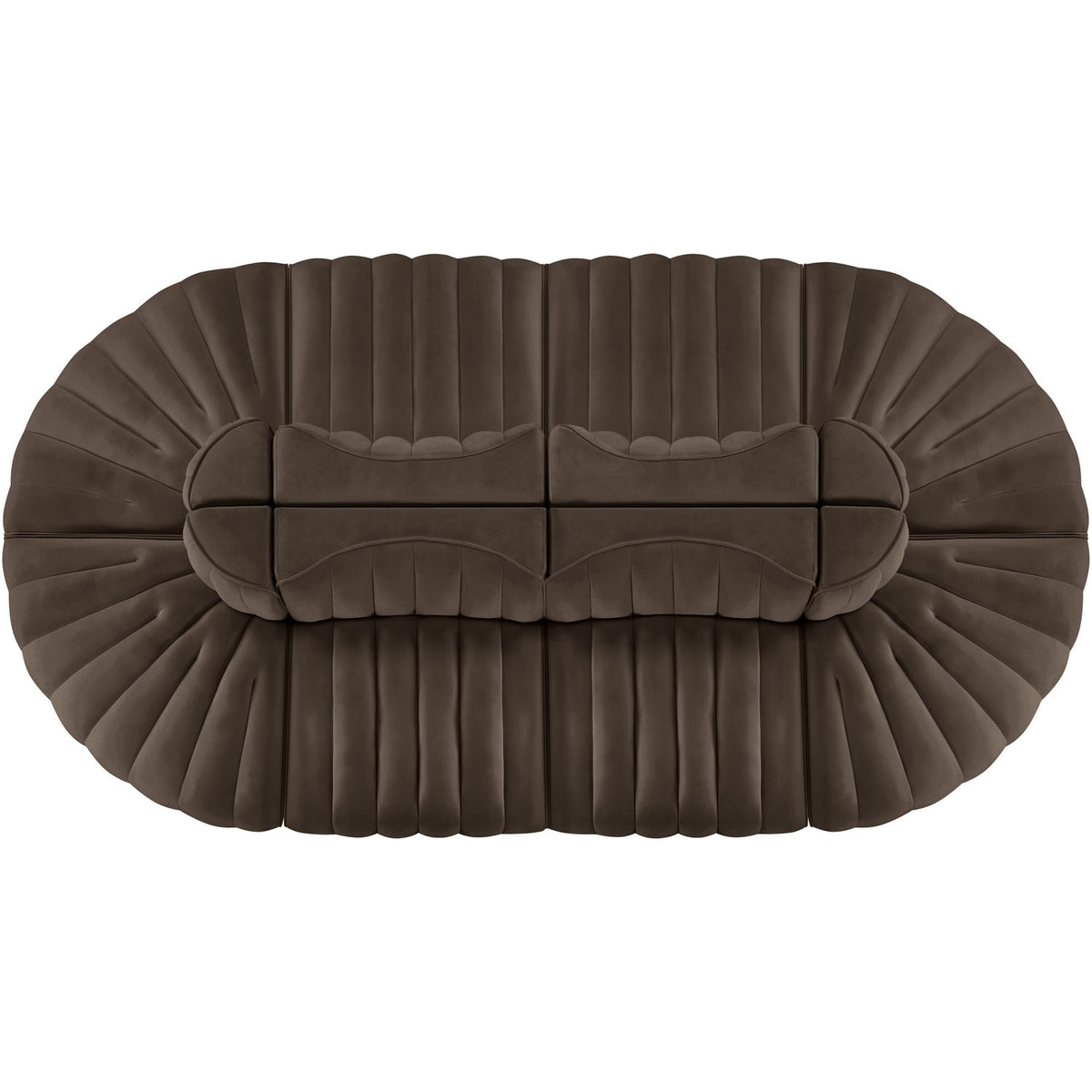 Rummi Brown Velvet Performance Fabric Upholstered 8 Piece Modular Sectional Sofa