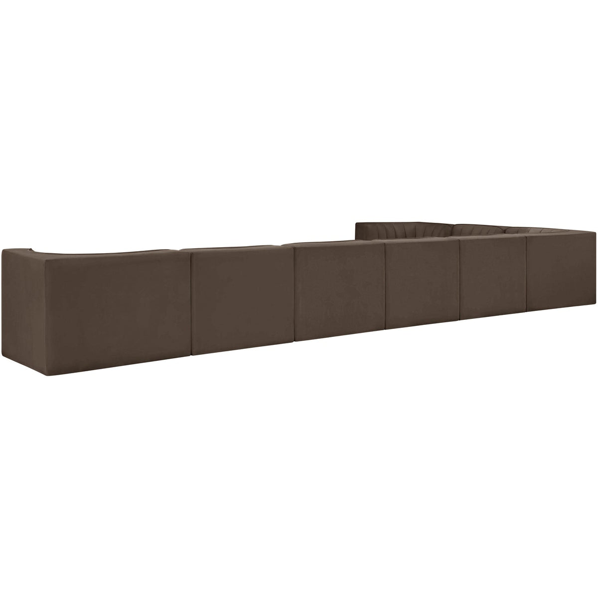Rummi Brown Velvet Performance Fabric Upholstered 8 Piece Modular Sectional Sofa