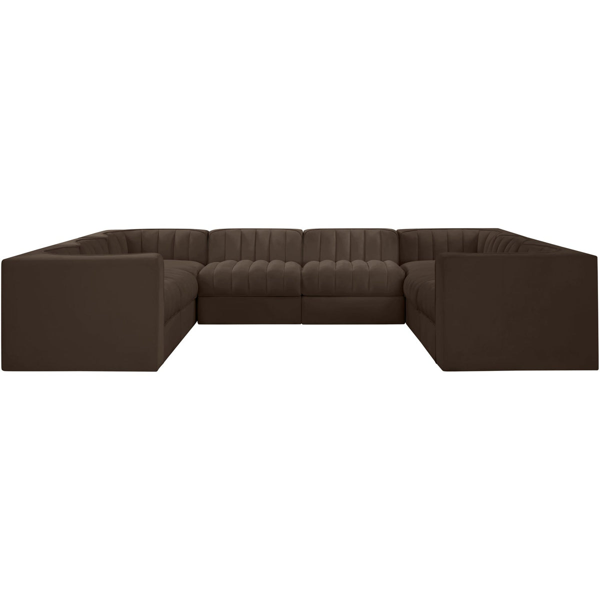 Rummi Brown Velvet Performance Fabric Upholstered Modular Sectional Sofa