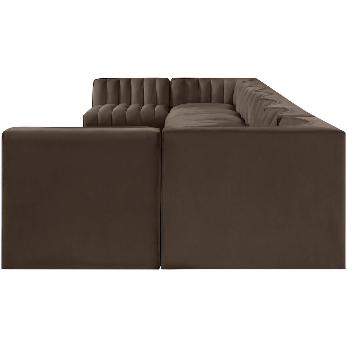 Rummi Brown Velvet Performance Fabric Upholstered 9 Piece Modular Sectional Sofa