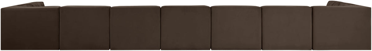 Rummi Brown Velvet Performance Fabric Upholstered 9 Piece Modular Sectional Sofa