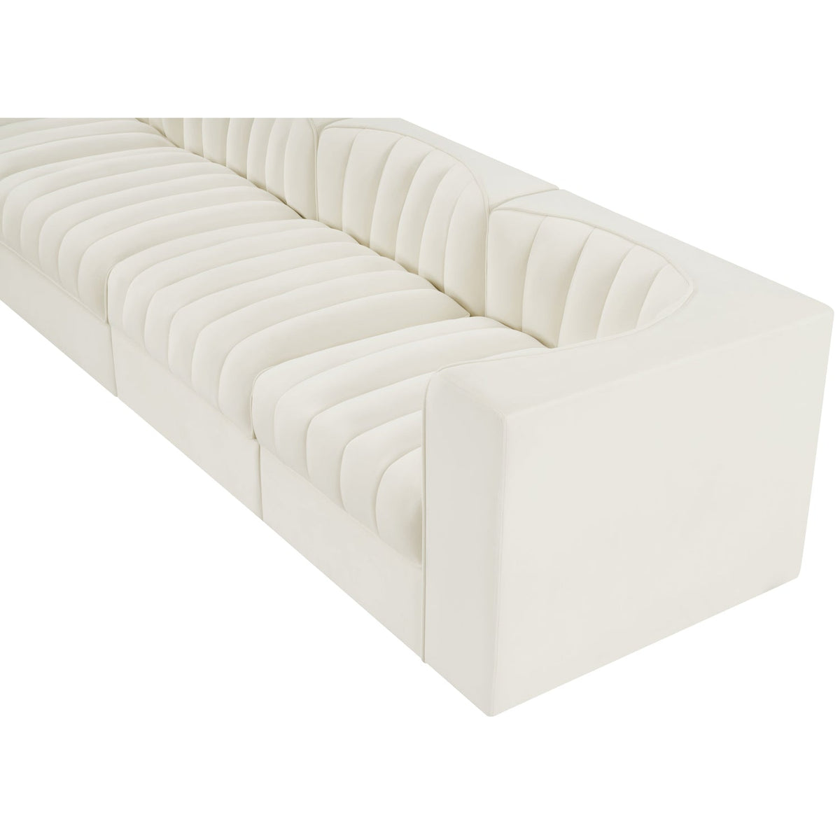 Rummi Cream Velvet Performance Fabric Upholstered 4 Piece Modular Sofa