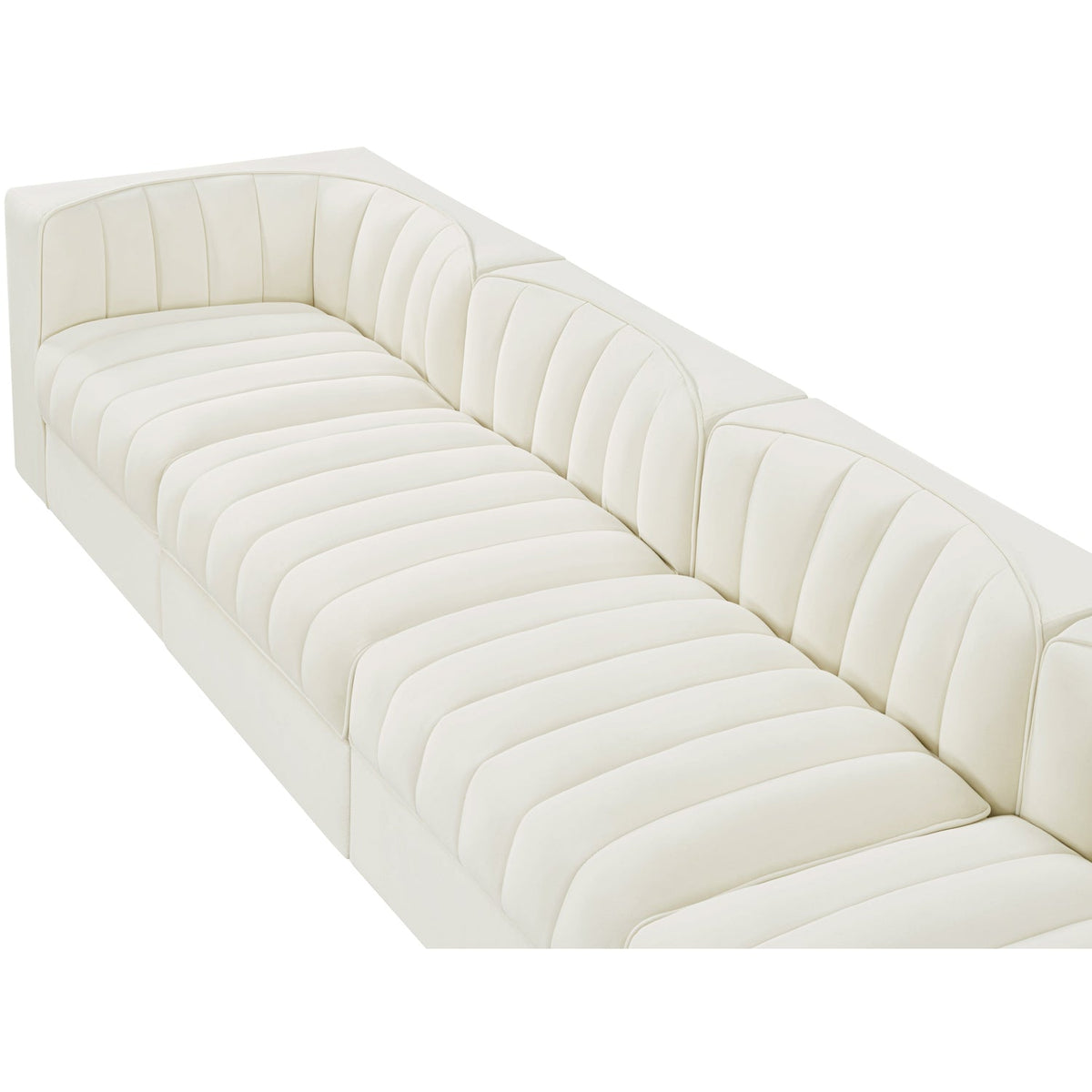Rummi Cream Velvet Performance Fabric Upholstered 4 Piece Modular Sofa