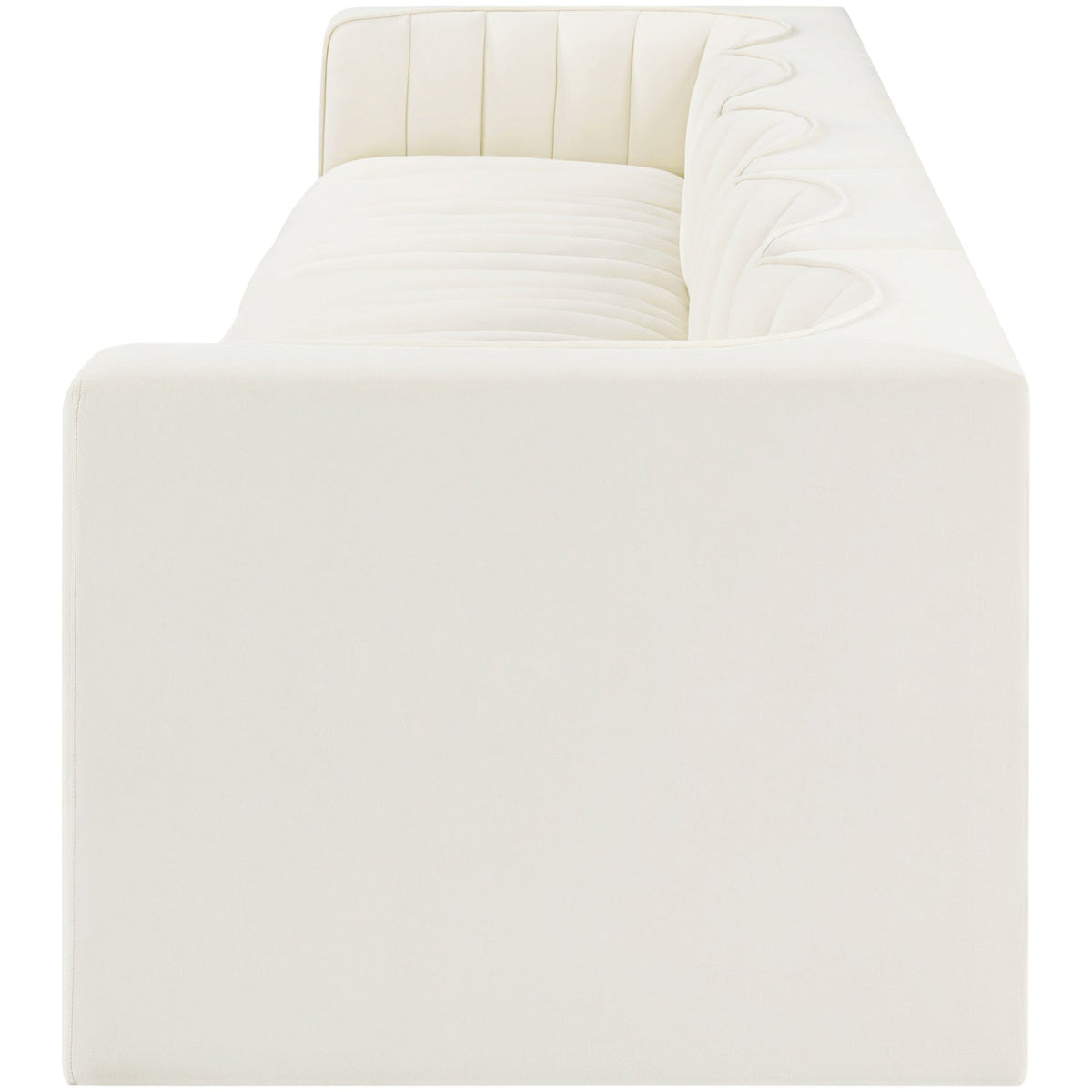 Rummi Cream Velvet Performance Fabric Upholstered 5 Piece Modular Sofa