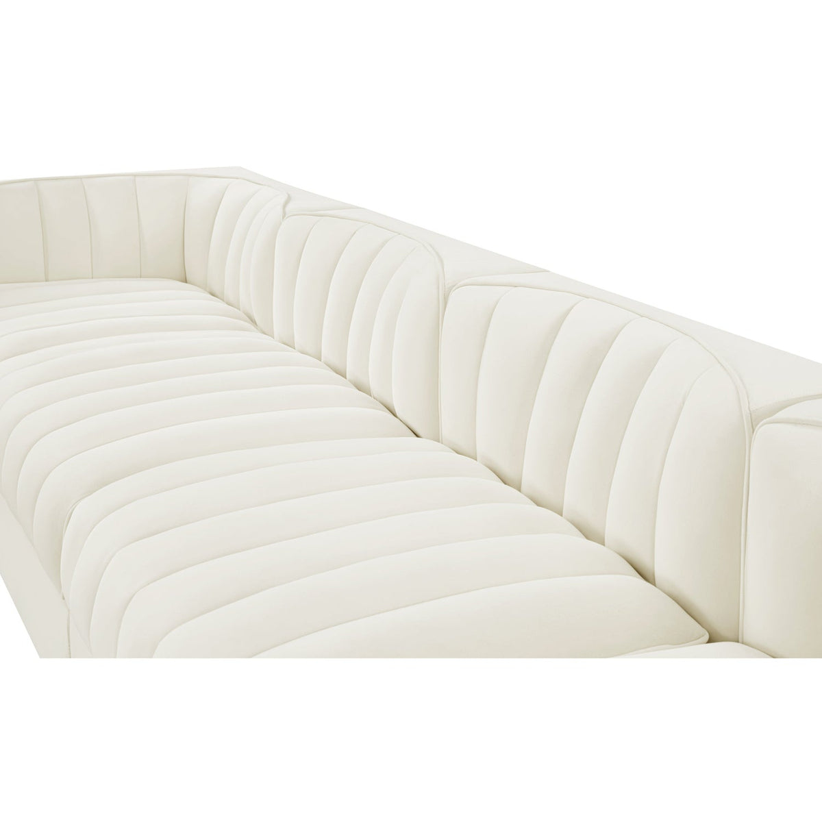 Rummi Cream Velvet Performance Fabric Upholstered 5 Piece Modular Sofa