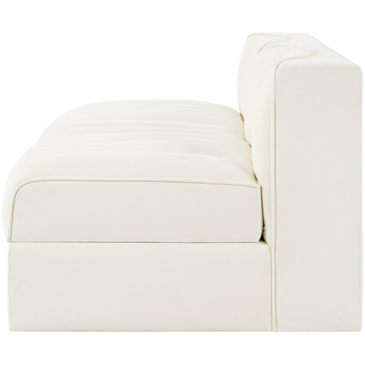 Rummi Cream Velvet Performance Fabric Upholstered 2 Piece Modular Loveseat