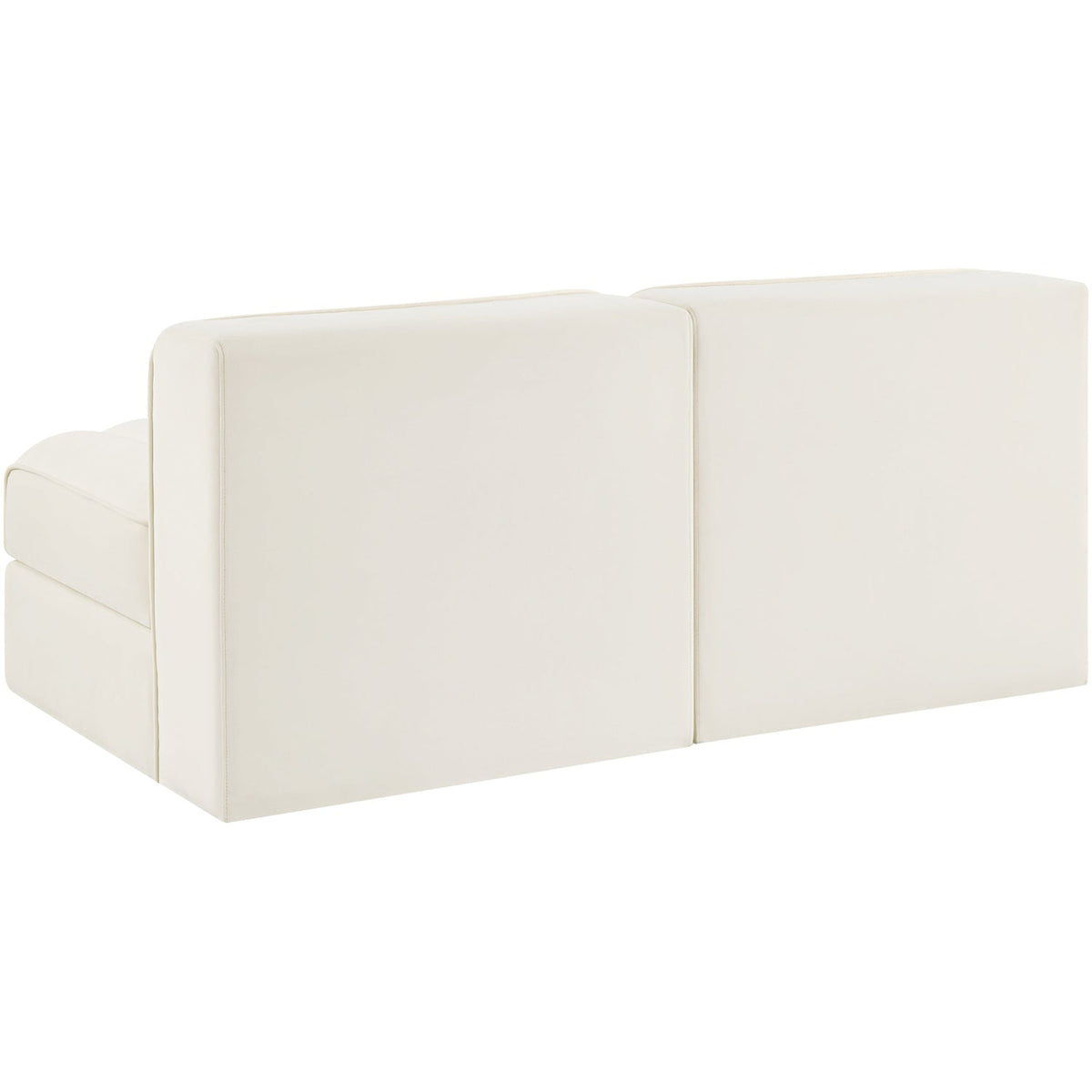Rummi Cream Velvet Performance Fabric Upholstered 2 Piece Modular Loveseat