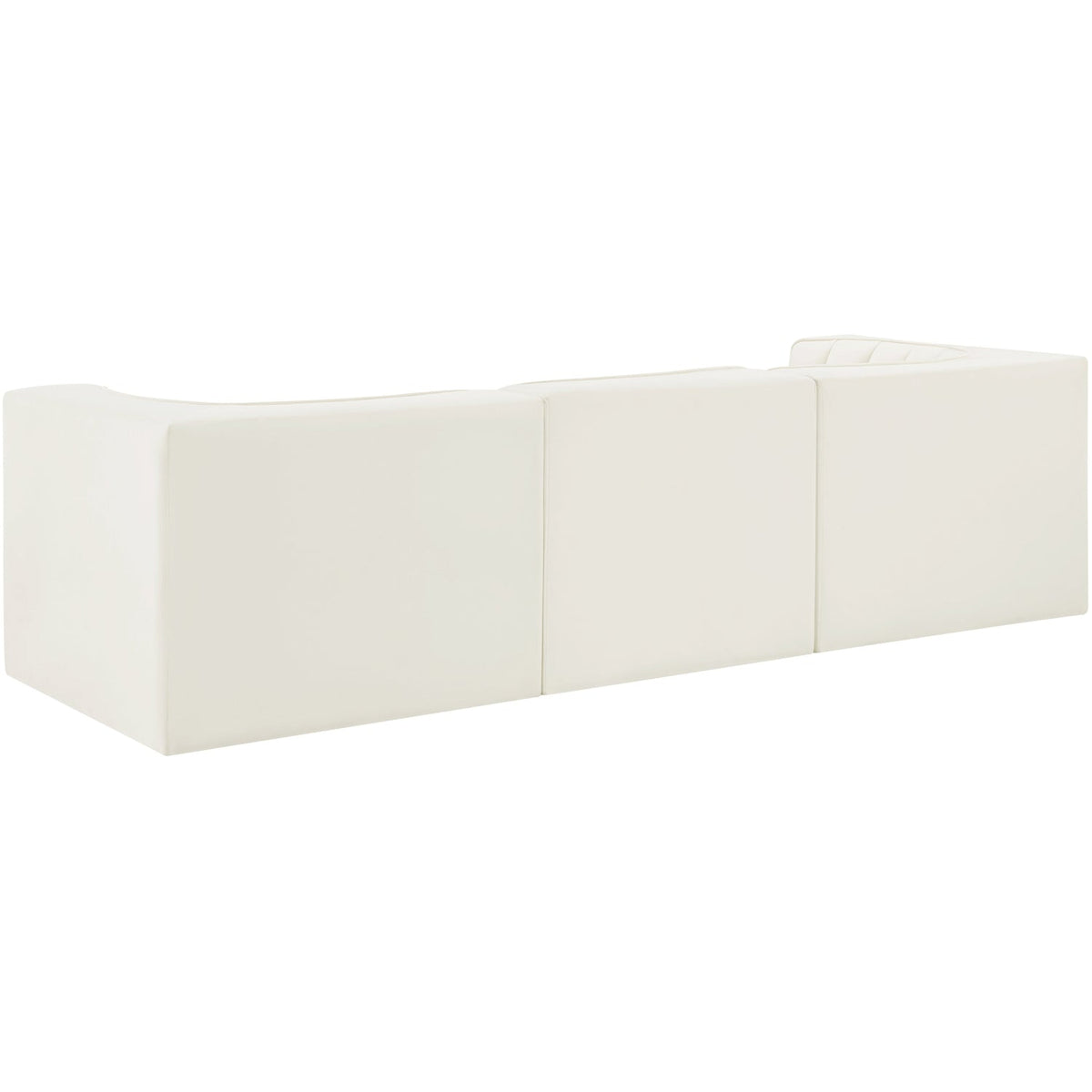 Rummi Cream Velvet Performance Fabric Upholstered 3 Piece Modular Sofa