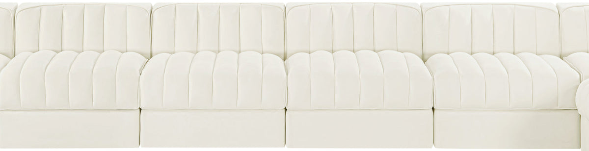 Rummi Cream Velvet Performance Fabric Upholstered 10 Piece Modular Sectional Sofa