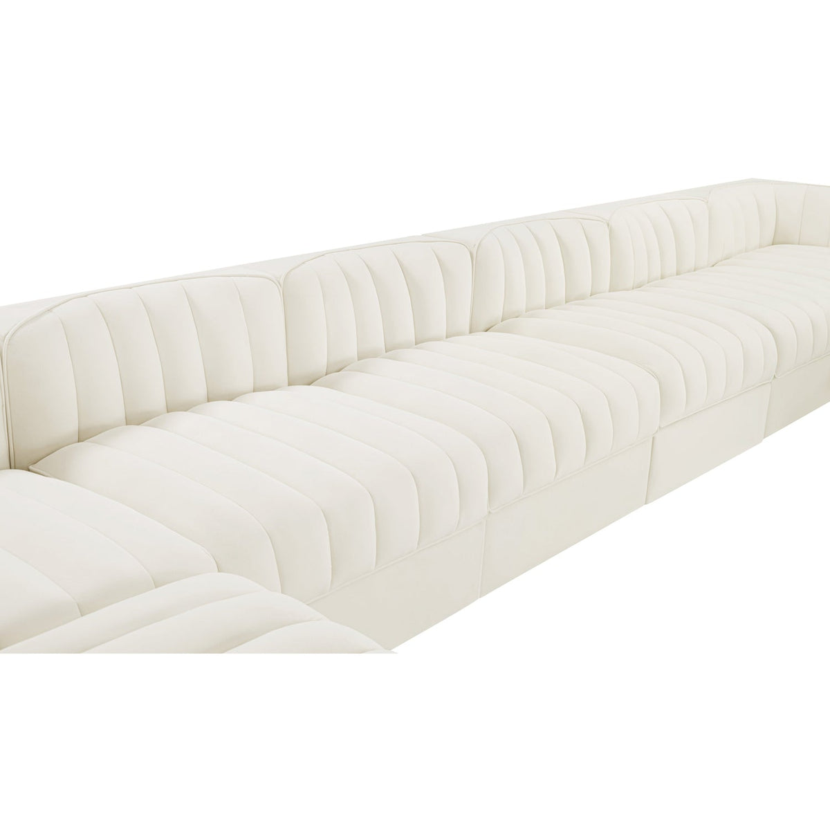 Rummi Cream Velvet Performance Fabric Upholstered 10 Piece Modular Sectional Sofa