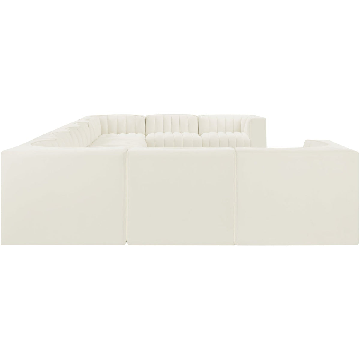 Rummi Cream Velvet Performance Fabric Upholstered 10 Piece Modular Sectional Sofa