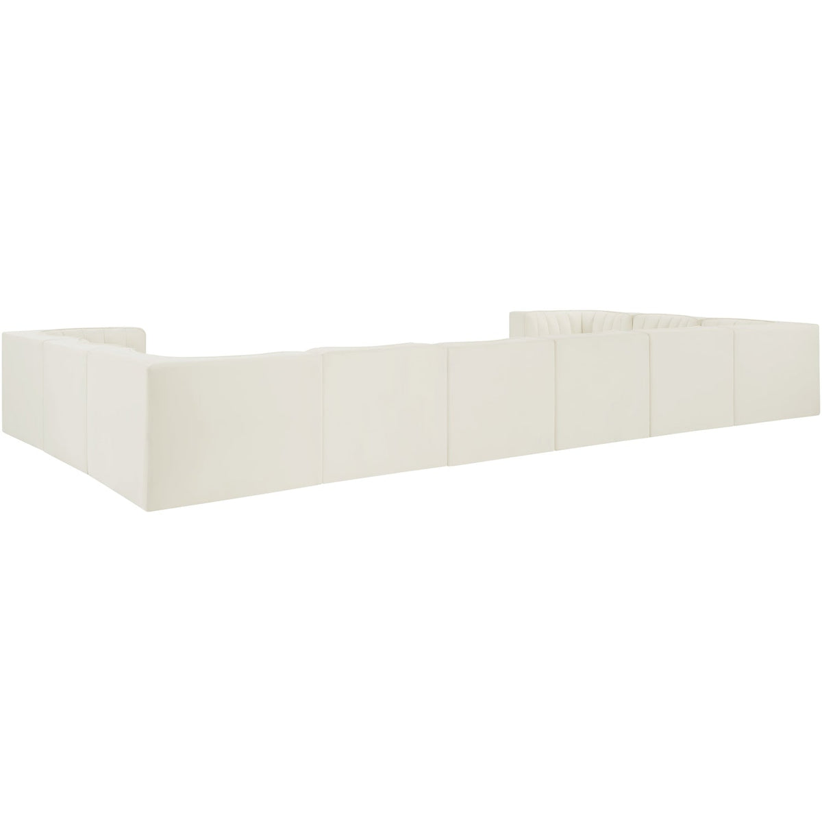 Rummi Cream Velvet Performance Fabric Upholstered 10 Piece Modular Sectional Sofa
