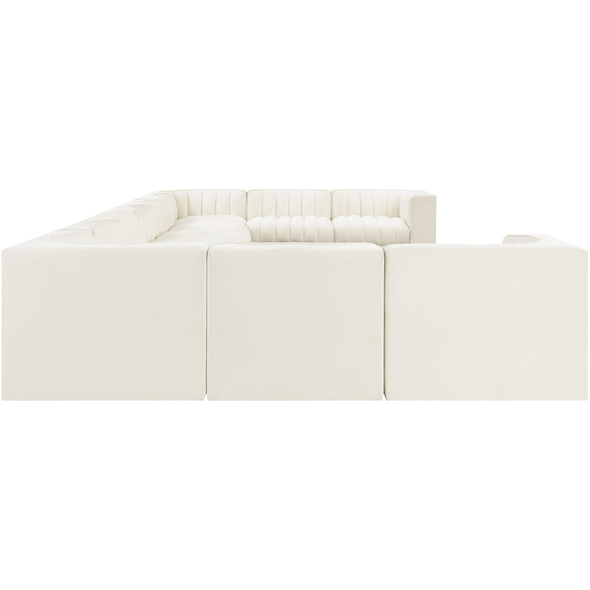 Rummi Cream Velvet Performance Fabric Upholstered 11 Piece Modular Sectional Sofa