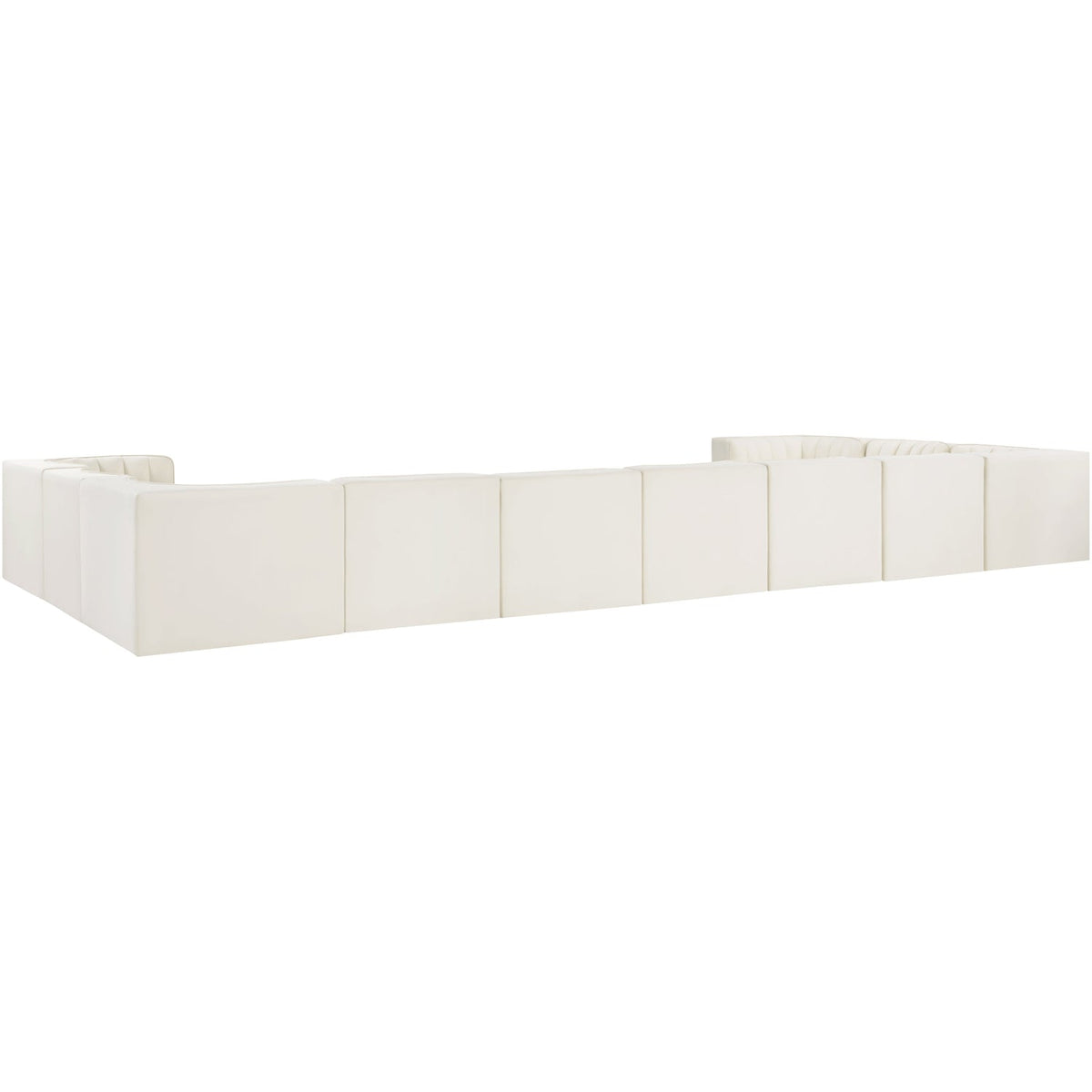 Rummi Cream Velvet Performance Fabric Upholstered 11 Piece Modular Sectional Sofa