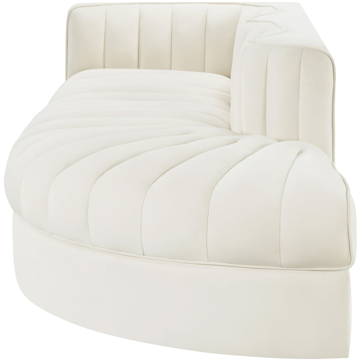 Rummi Cream Velvet Performance Fabric Upholstered 3 Piece Modular Sectional Sofa