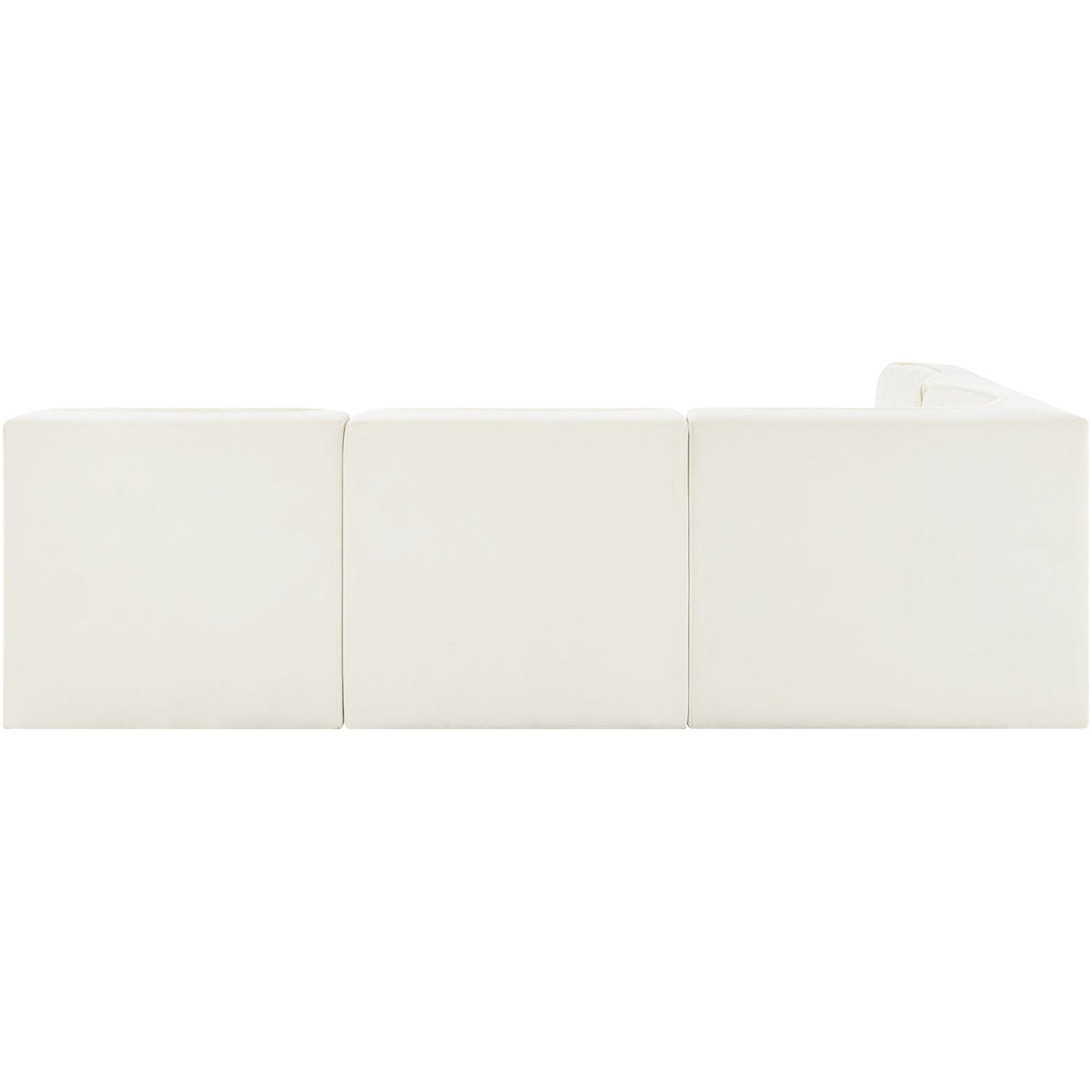 Rummi Cream Velvet Performance Fabric Upholstered 4 Piece Modular Sectional Sofa