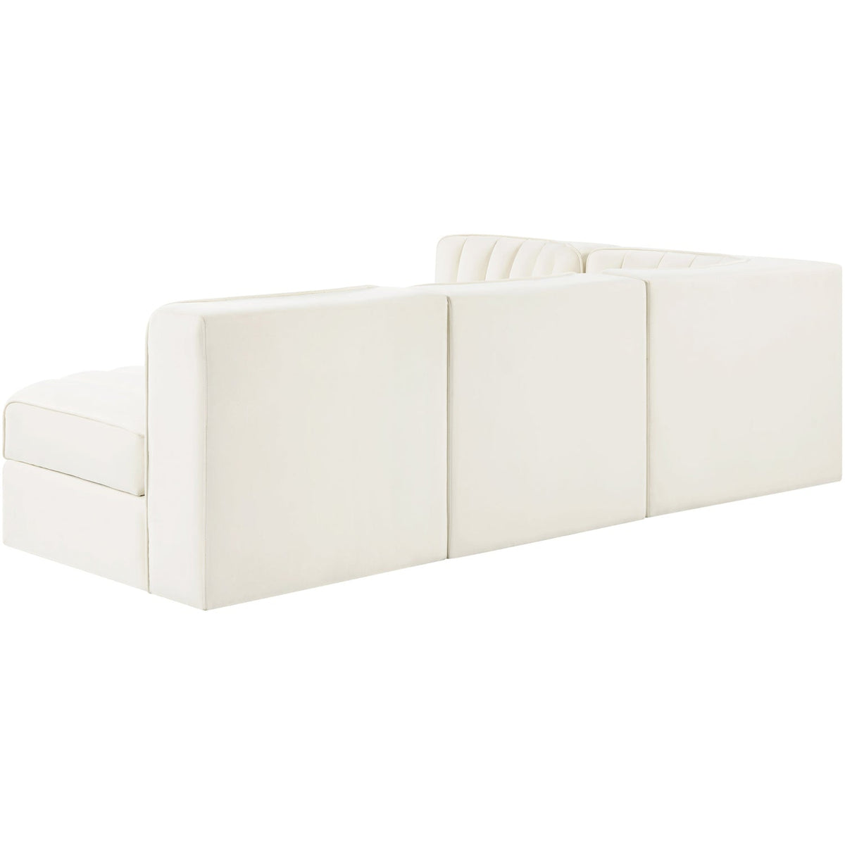 Rummi Cream Velvet Performance Fabric Upholstered 4 Piece Modular Sectional Sofa